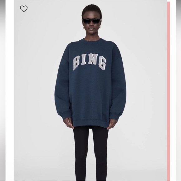 Anine Bing Navy Oversized Crewneck Sz XS A-08-5205-420 - Picture 3 of 14